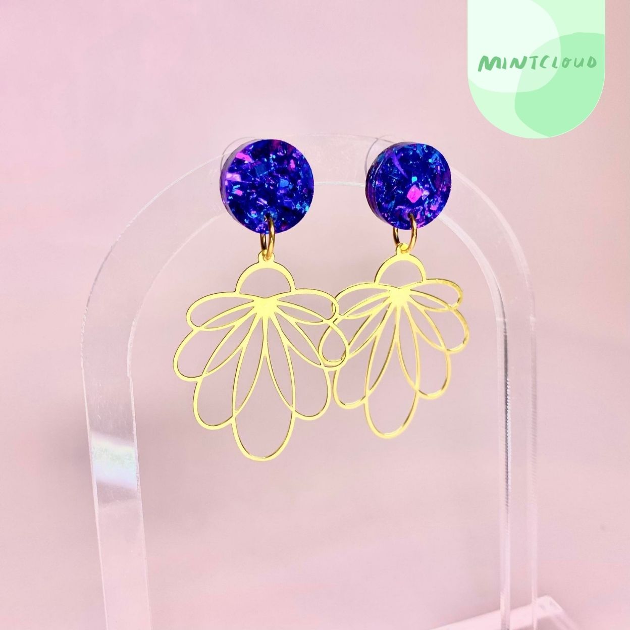 Brass Dangles - Fountain From Mintcloud Studio, an online jewellery store based in Adelaide South Australia