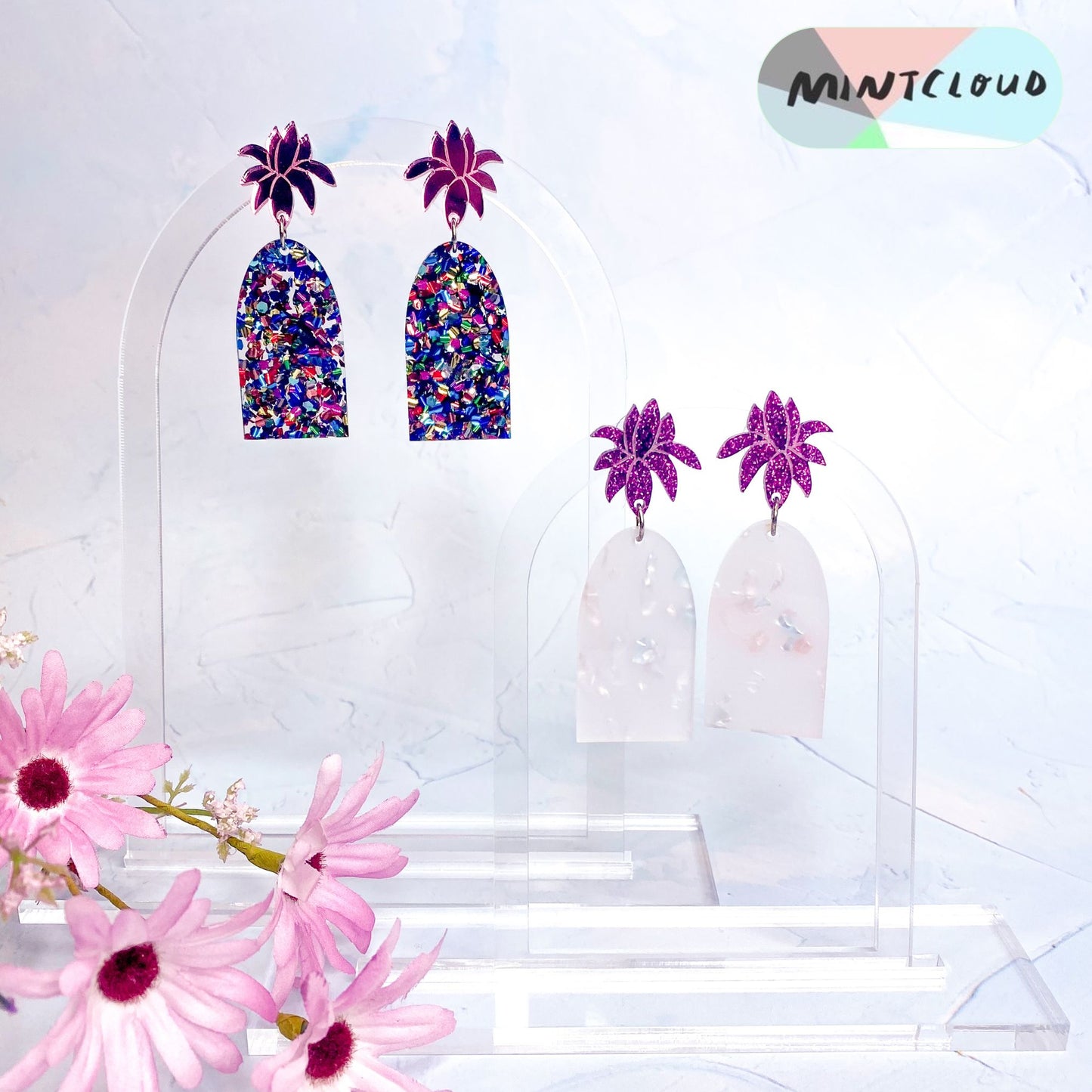 Magnolia Delight Dangles - Various Colours From Mintcloud Studio, an online jewellery store based in Adelaide South Australia
