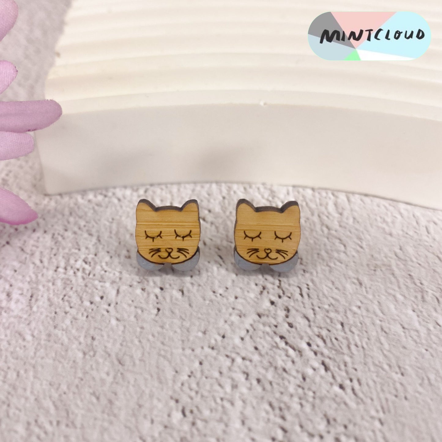 Cat Face Studs - Various Colours From Mintcloud Studio, an online jewellery store based in Adelaide South Australia
