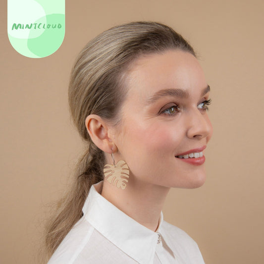 Medium Monstera Leaf Dangles From Mintcloud Studio, an online jewellery store based in Adelaide South Australia