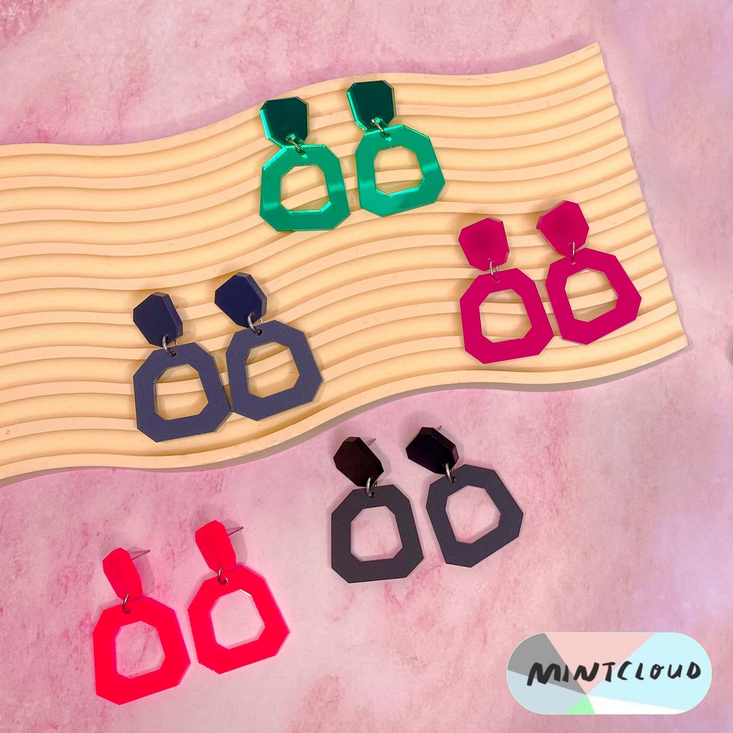 Square Hoops Dangles - Various Colours