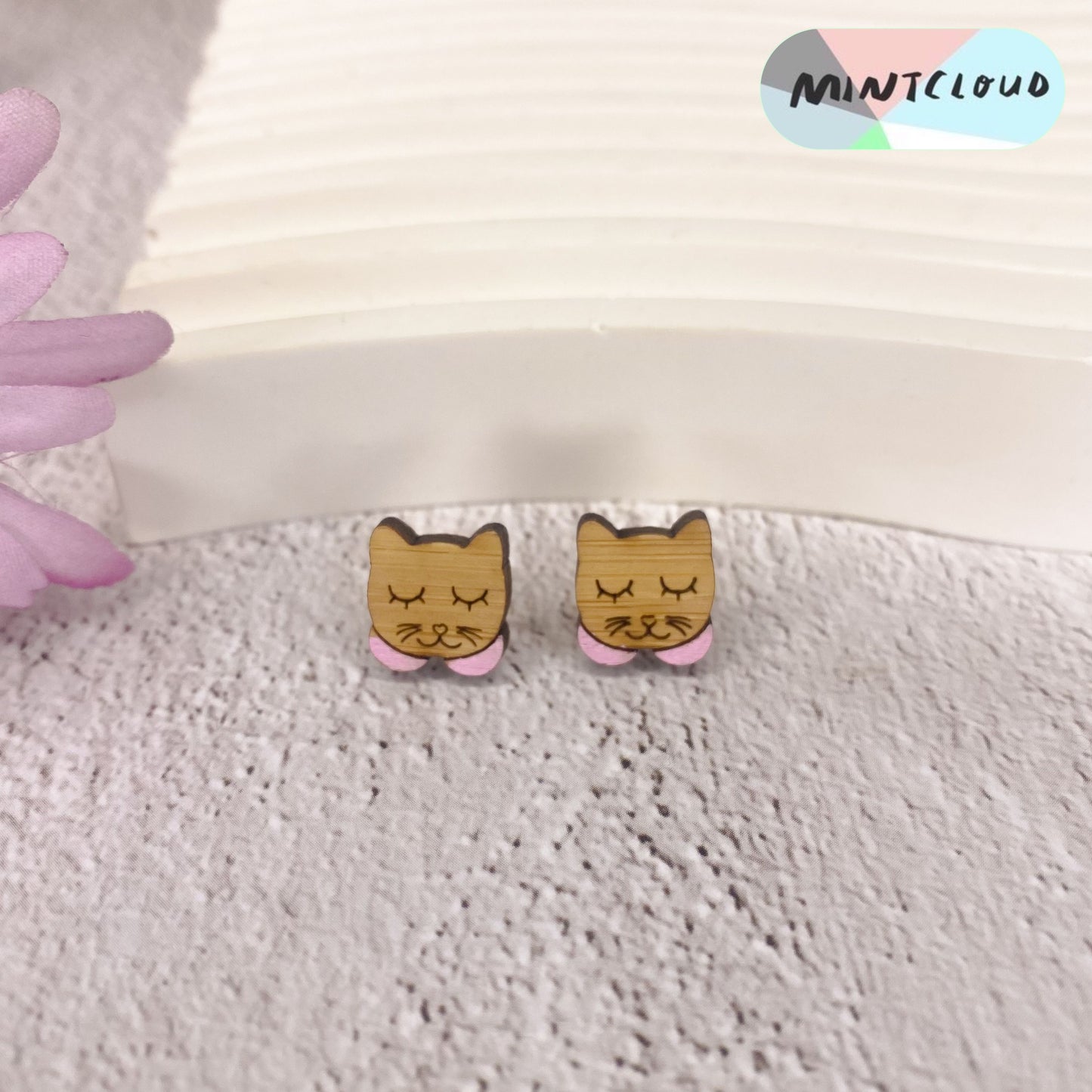 Cat Face Studs - Various Colours From Mintcloud Studio, an online jewellery store based in Adelaide South Australia