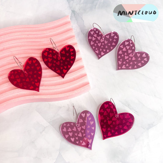 Raining Hearts Dangles - Various Colours