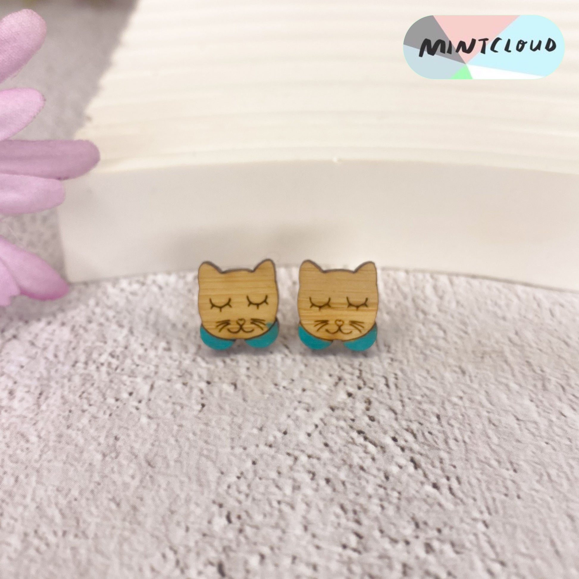 Cat Face Studs - Various Colours From Mintcloud Studio, an online jewellery store based in Adelaide South Australia