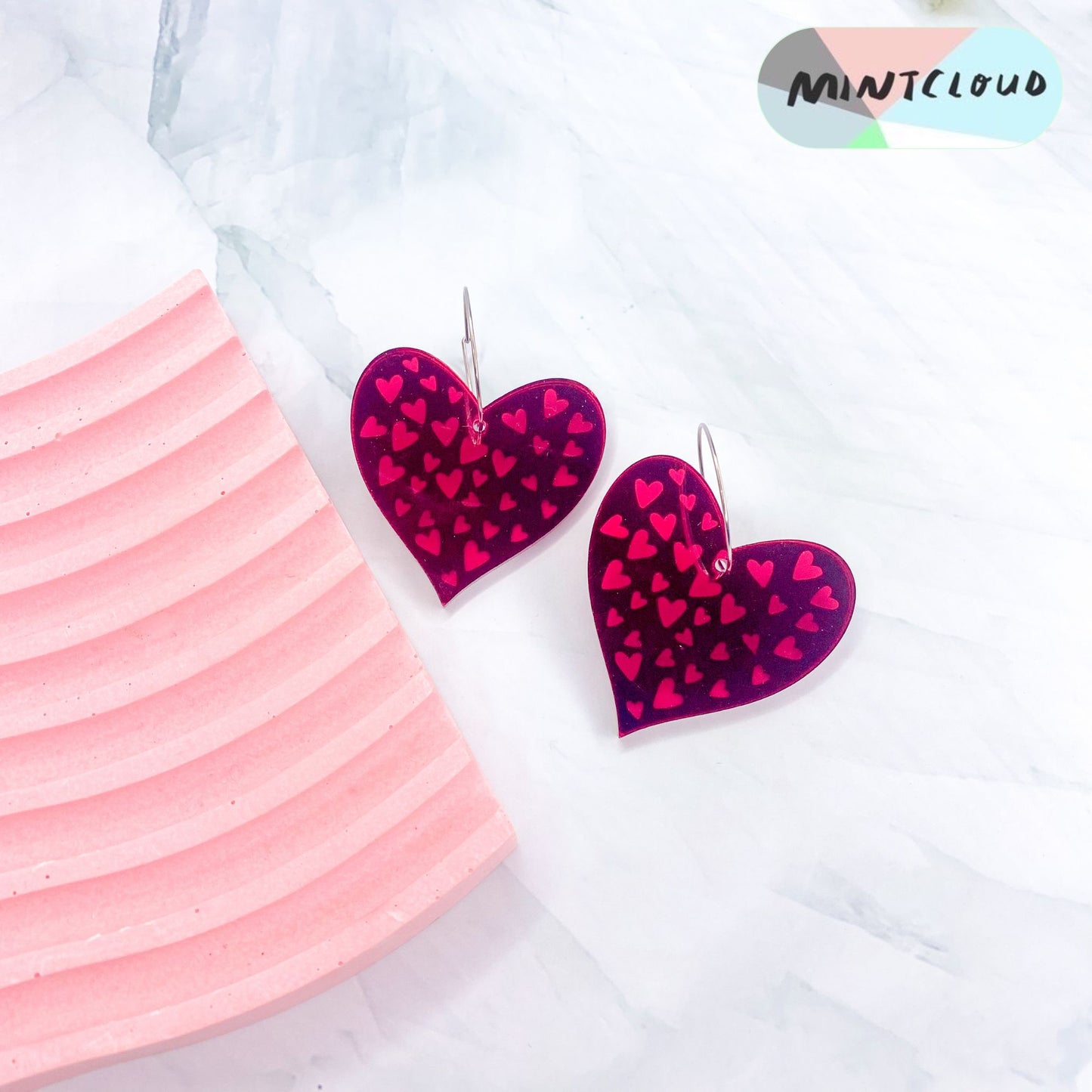 Raining Hearts Dangles - Various Colours