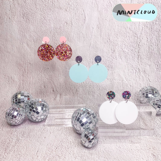 Disco Glitzy Pop Dangles - Various Colours From Mintcloud Studio, an online jewellery store based in Adelaide South Australia