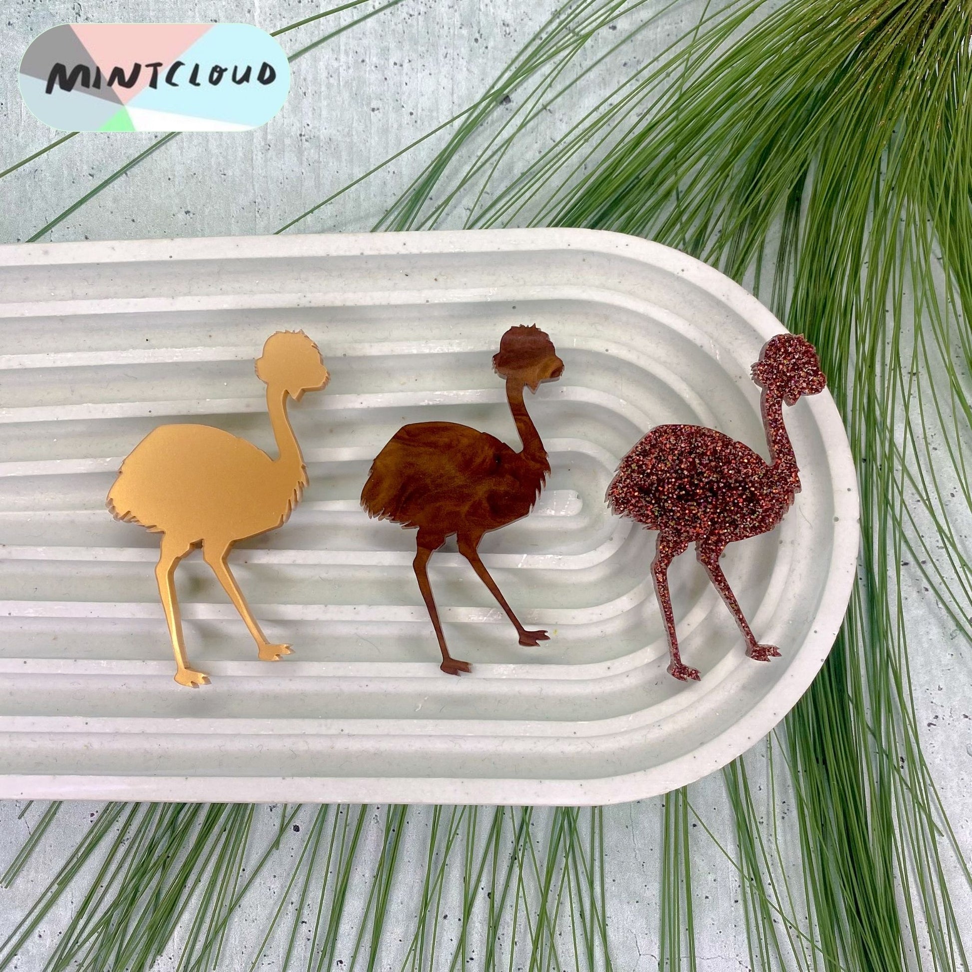 Emu Brooch - Various Colours From Mintcloud Studio, an online jewellery store based in Adelaide South Australia