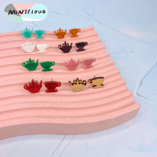 Teapot & Teacup Studs - Various Colours