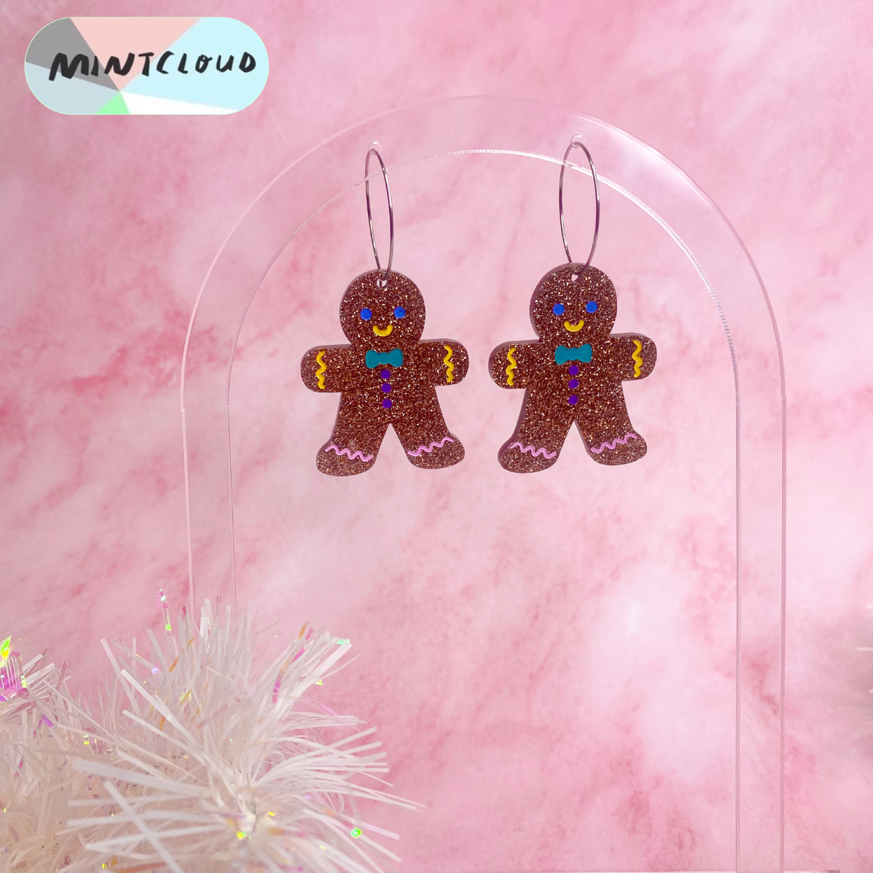 Christmas Earrings - Gingerbread People Painted