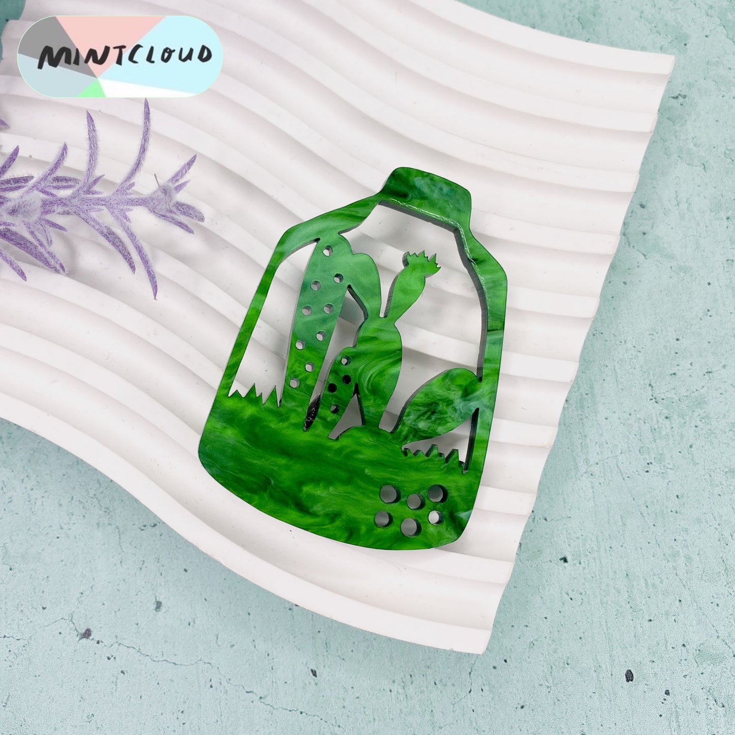 Terrarium - Acrylic and Bamboo Brooch