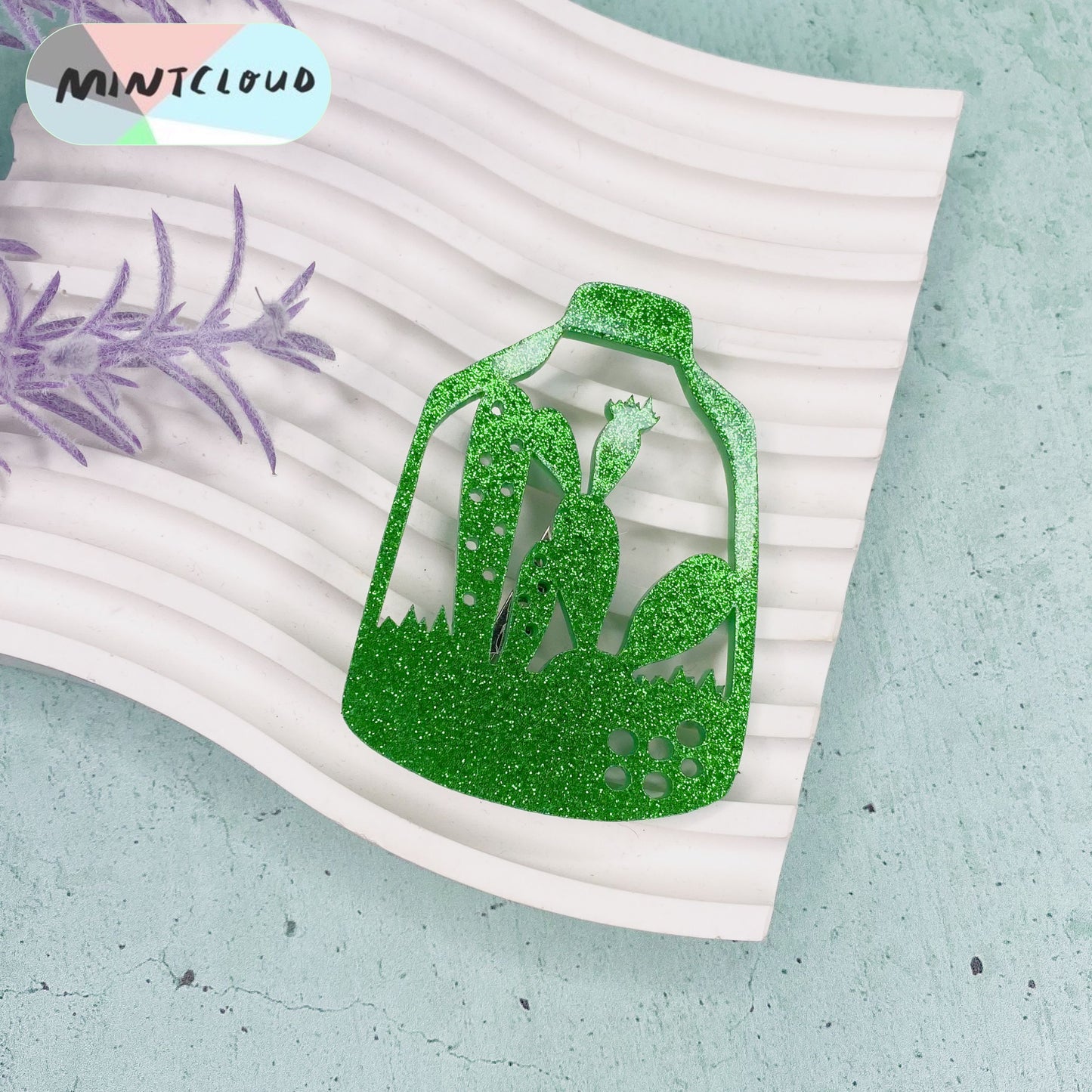 Terrarium - Acrylic and Bamboo Brooch