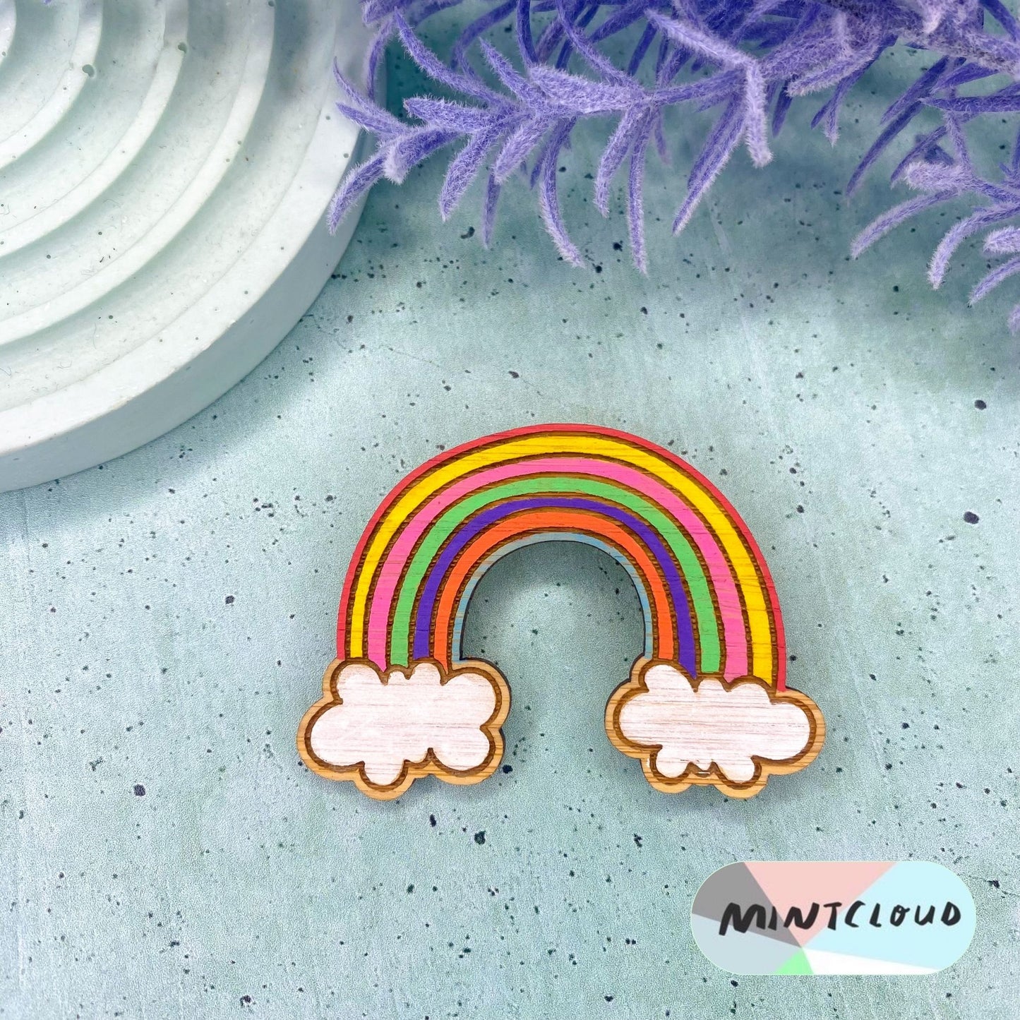 Rainbow - Bamboo Brooch