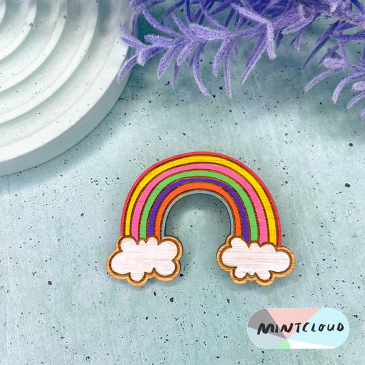 Rainbow - Bamboo Brooch