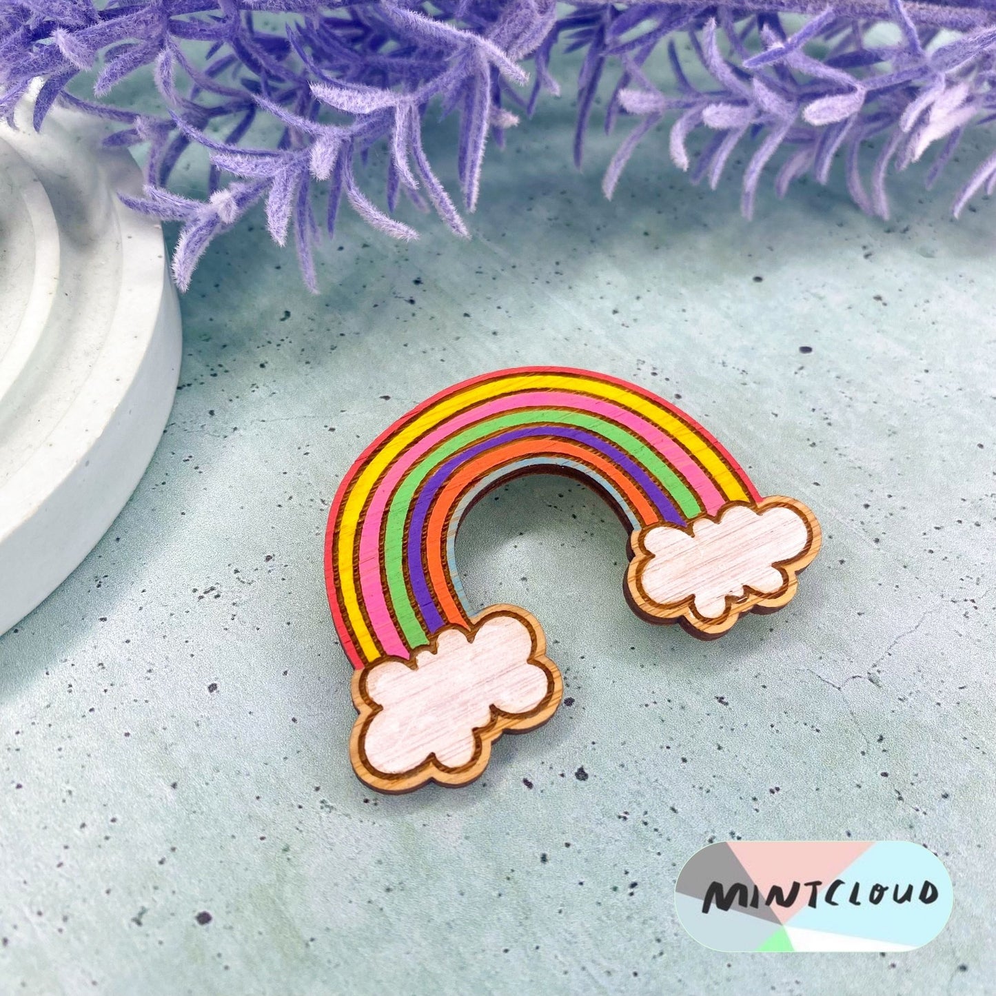 Rainbow - Bamboo Brooch