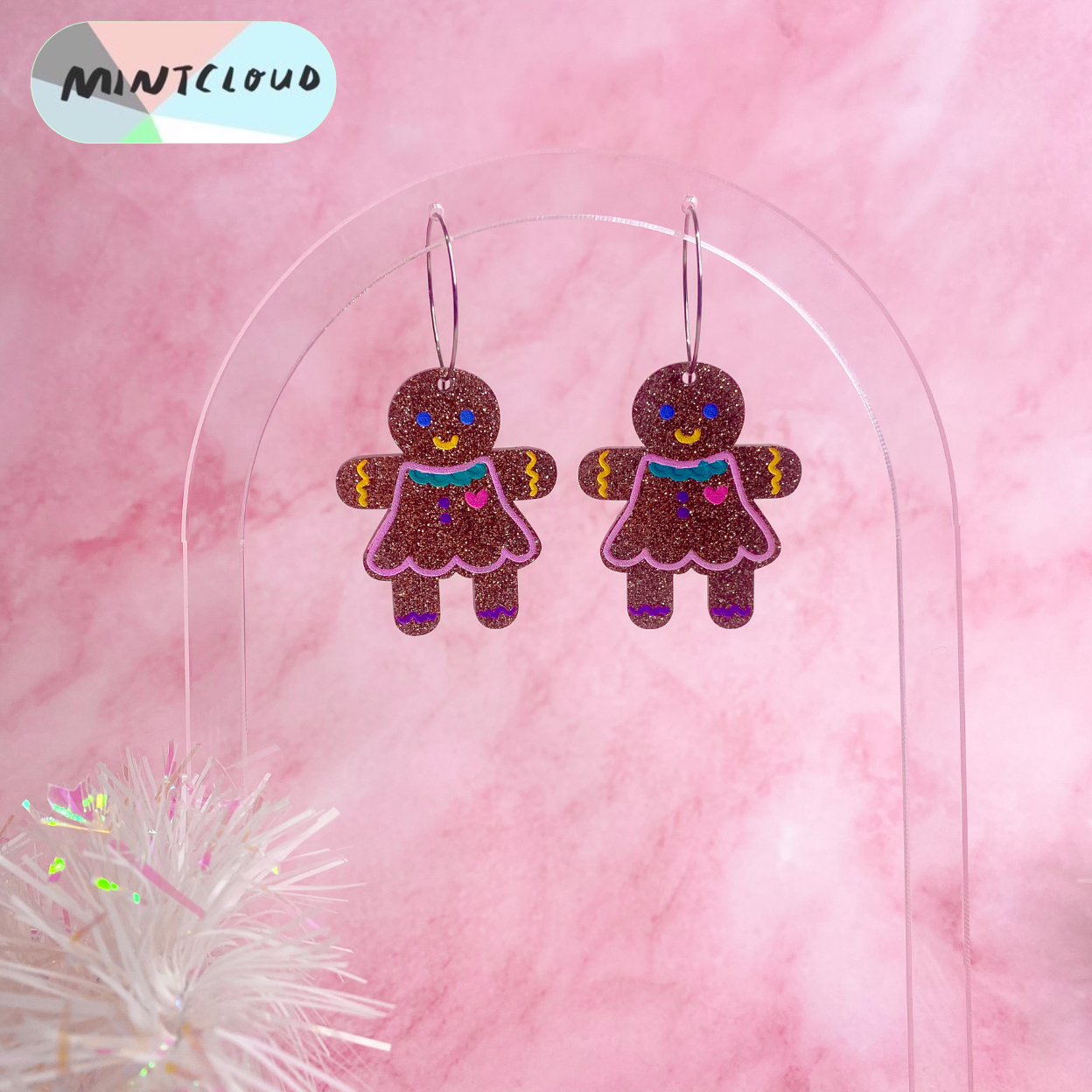 Christmas Earrings - Gingerbread People Painted