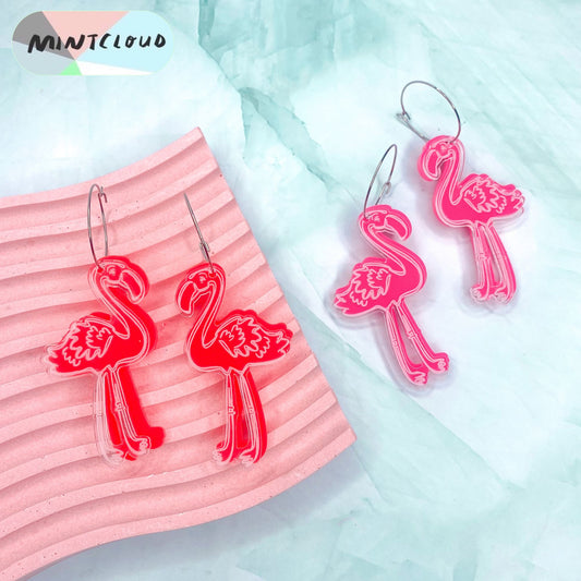 Double Flamingo Dangles - Various Colours From Mintcloud Studio, an online jewellery store based in Adelaide South Australia