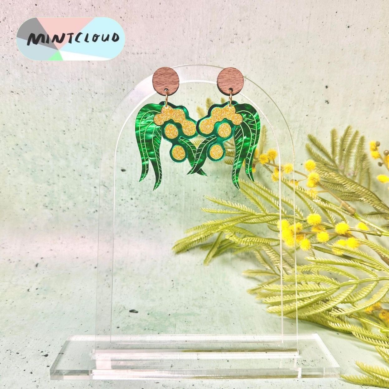 Mintcloud x Little Harlequin Studio Collaboration Earrings - Wattle Dangles Various