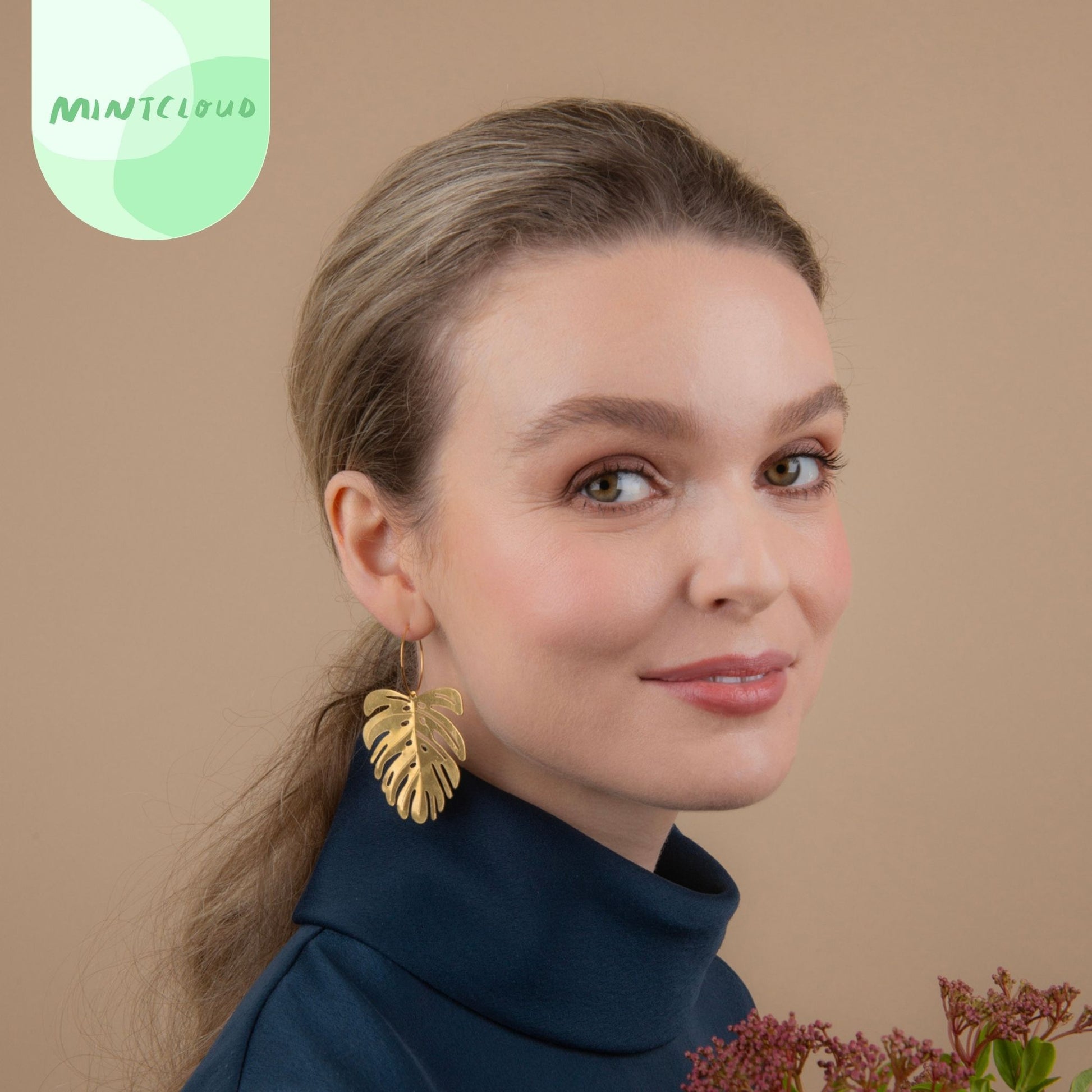 Brass Dangles - Large Monstera From Mintcloud Studio, an online jewellery store based in Adelaide South Australia