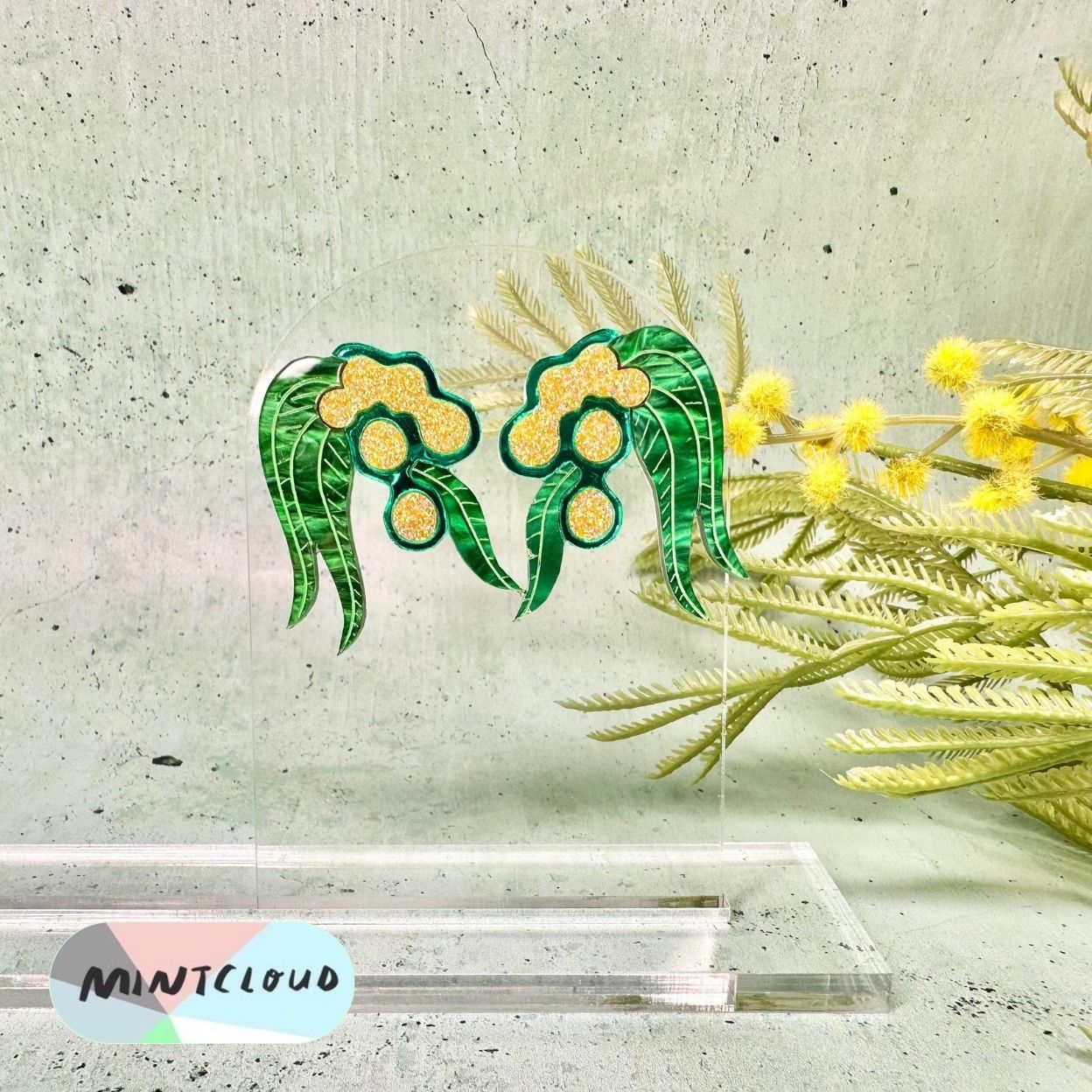 Mintcloud x Little Harlequin Studio Collaboration Earrings - Wattle Studs Various