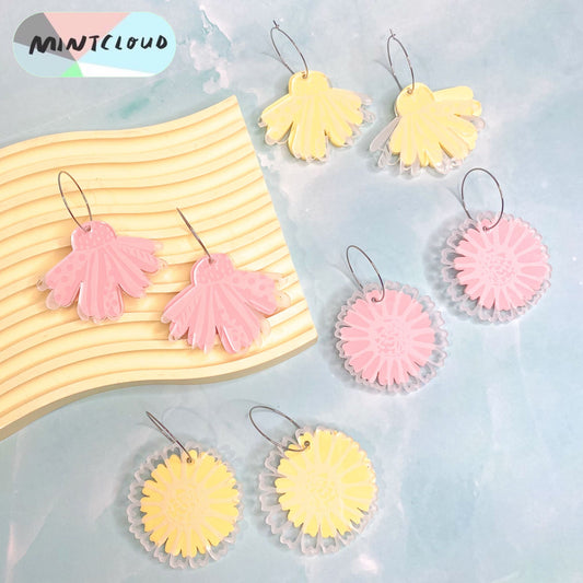 Pastel Double Daisy Dangles - Various Colours