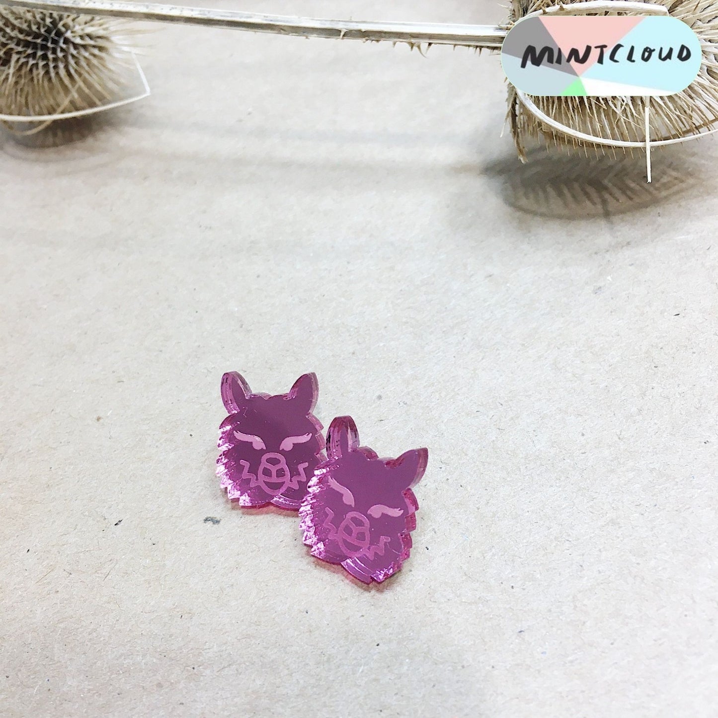Alpaca Face Studs - Various Colours From Mintcloud Studio, an online jewellery store based in Adelaide South Australia
