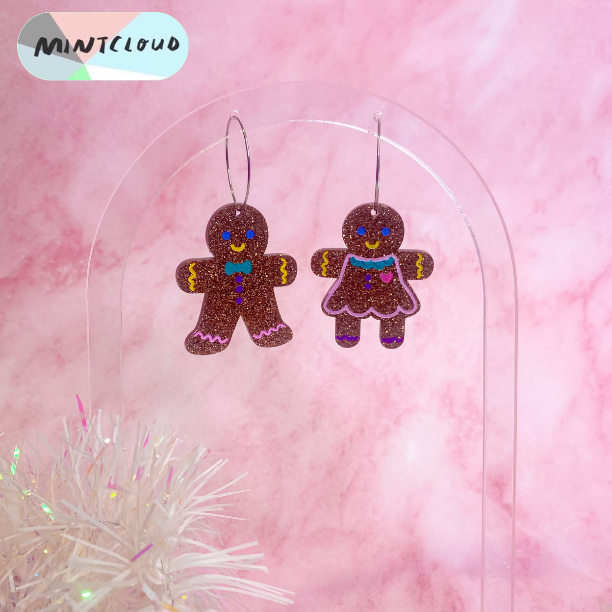Christmas Earrings - Gingerbread People Painted