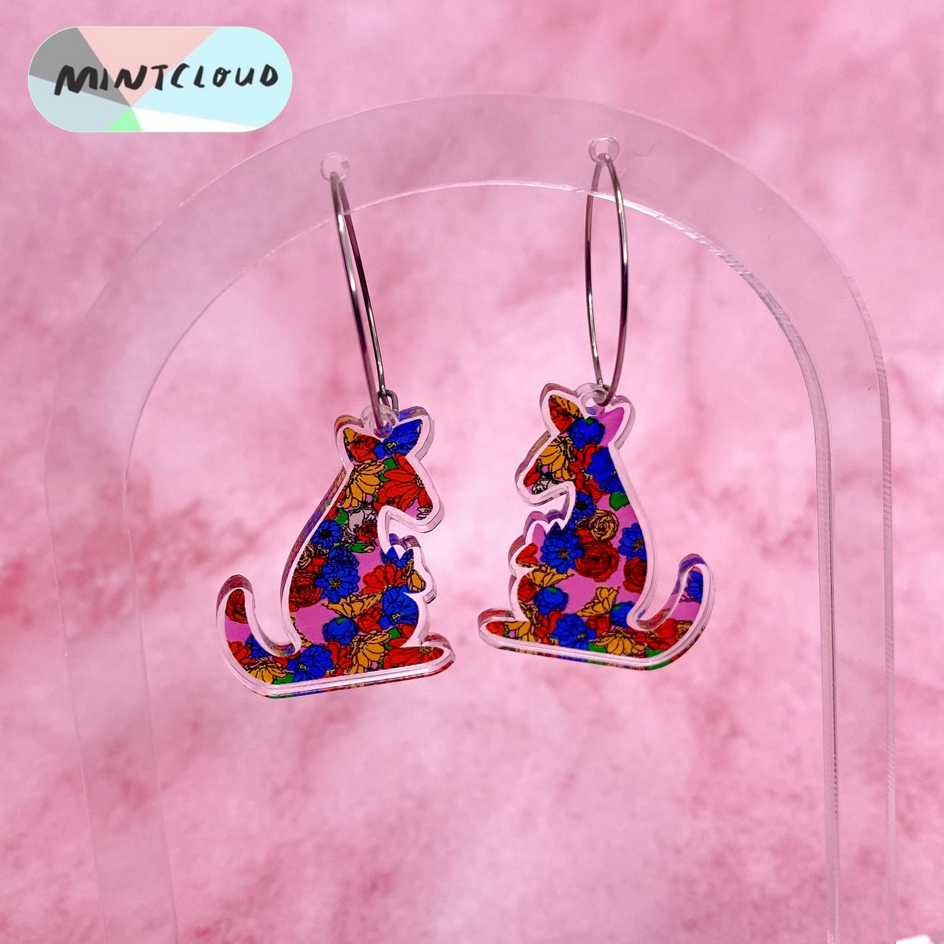 Floral Printed Aussie Animals Dangles - Various Designs From Mintcloud Studio, an online jewellery store based in Adelaide South Australia