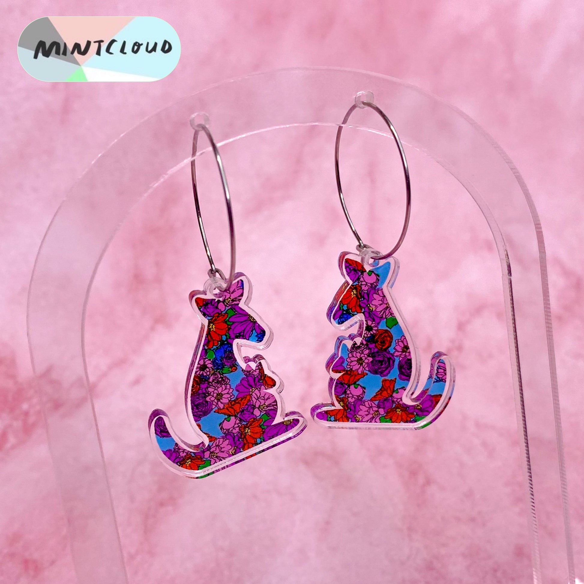 Floral Printed Aussie Animals Dangles - Various Designs From Mintcloud Studio, an online jewellery store based in Adelaide South Australia