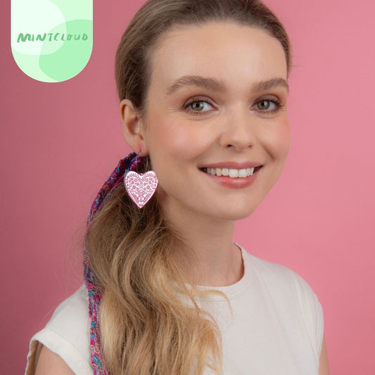 Etched Hearts Dangles - Various Colours From Mintcloud Studio, an online jewellery store based in Adelaide South Australia