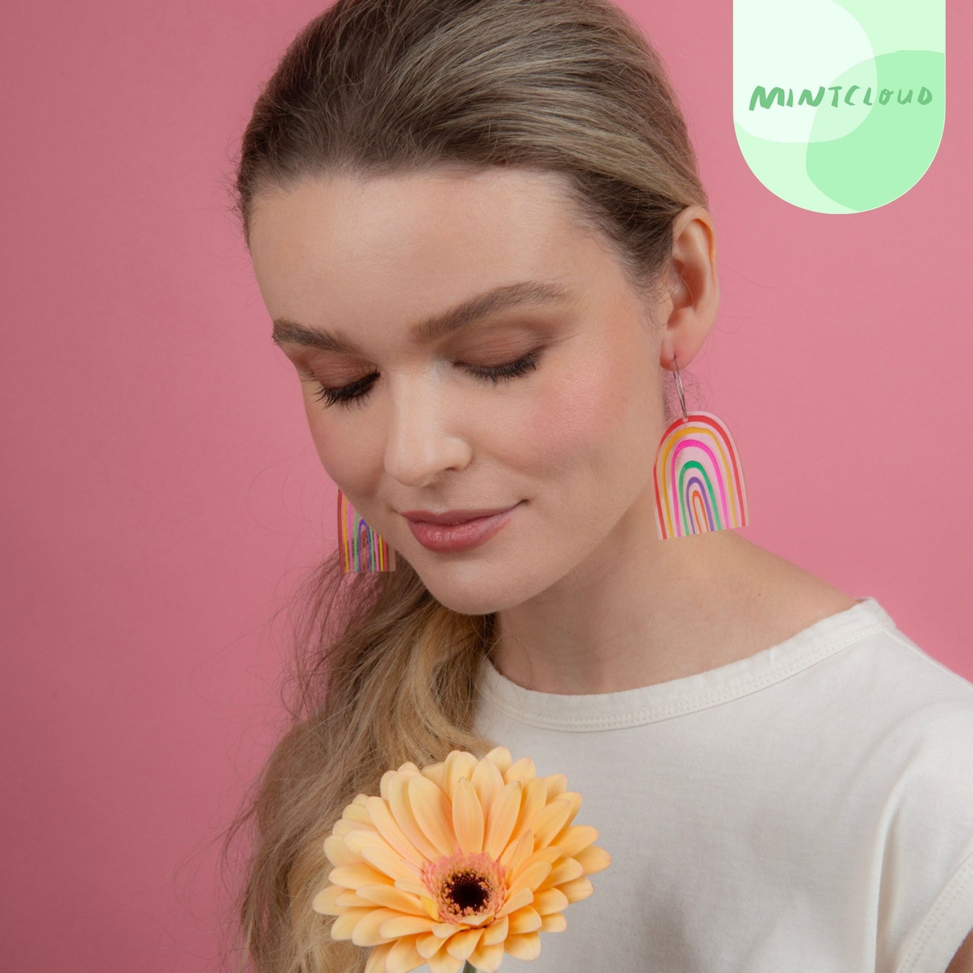 Hand Painted Rainbow Dangles - Various Designs From Mintcloud Studio, an online jewellery store based in Adelaide South Australia