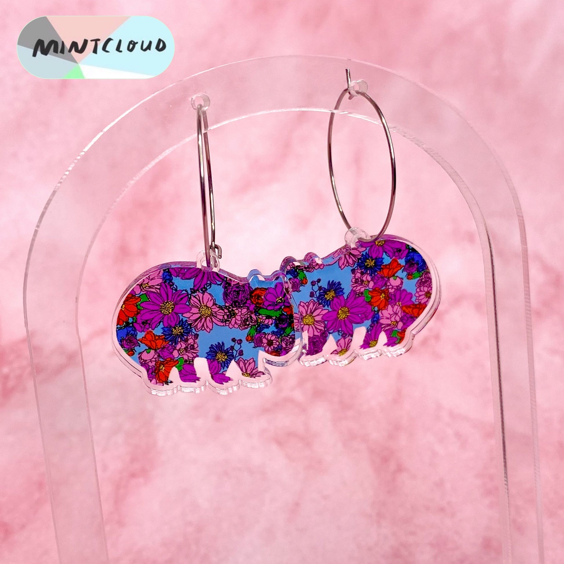 Floral Printed Aussie Animals Dangles - Various Designs From Mintcloud Studio, an online jewellery store based in Adelaide South Australia