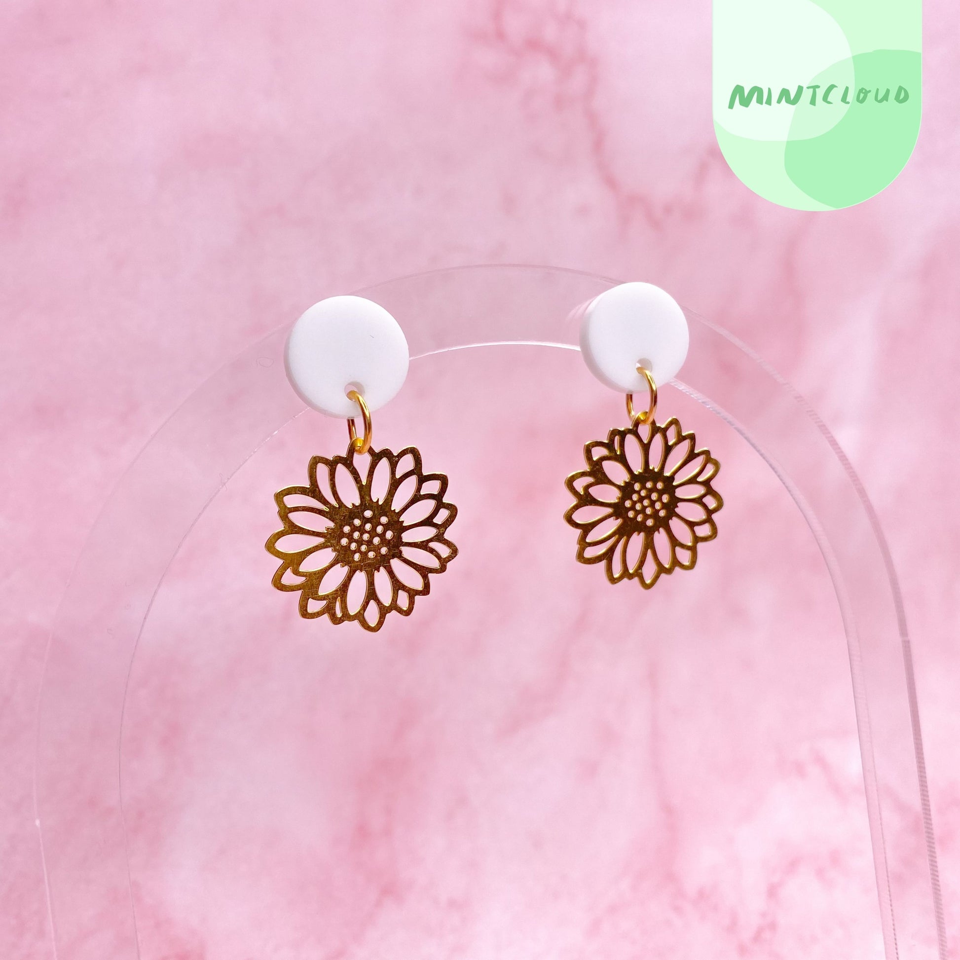 Brass Dangles - Wildflower From Mintcloud Studio, an online jewellery store based in Adelaide South Australia