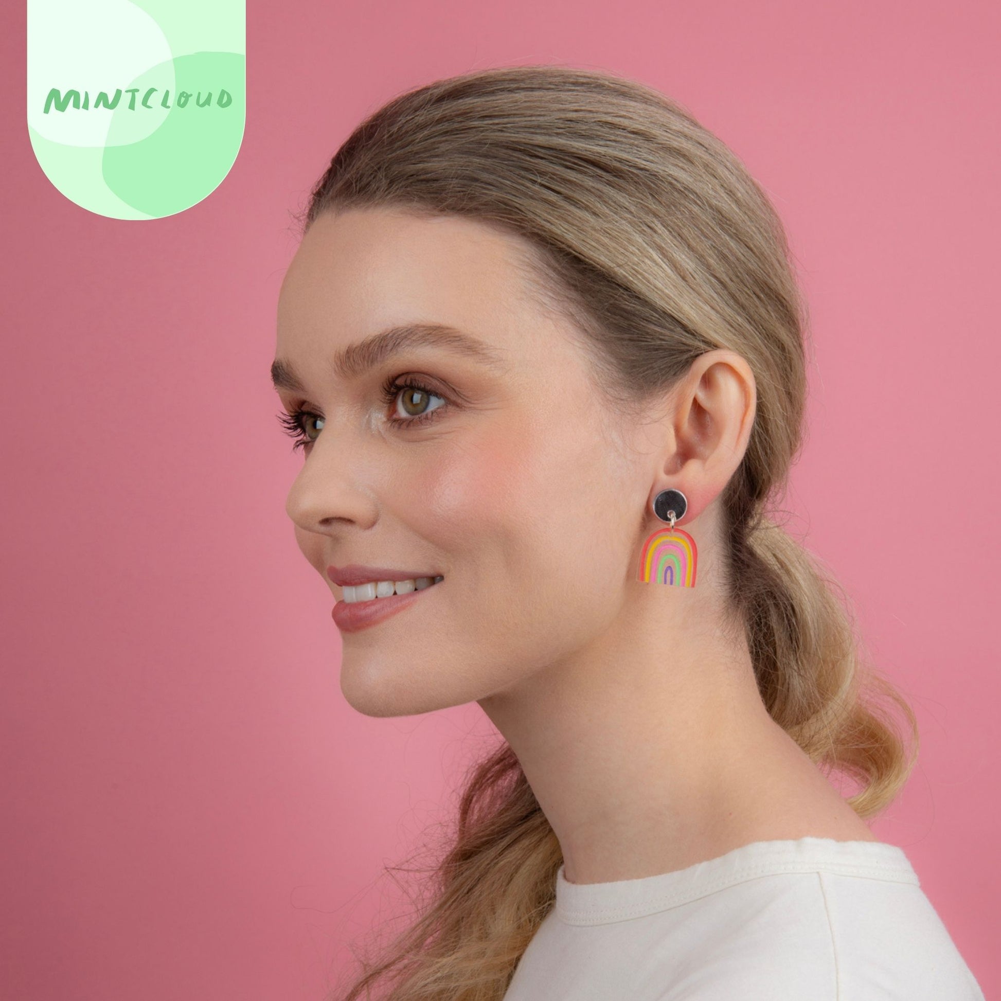Hand Painted Rainbow Dangles - Various Designs From Mintcloud Studio, an online jewellery store based in Adelaide South Australia