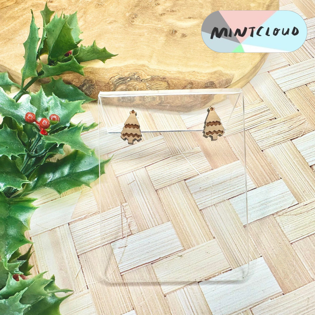 Christmas Earrings - Cherrywood Tree Studs