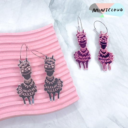 Festive Alpaca Mirror Dangles - Various Colours  From Mintcloud Studio, an online jewellery store based in Adelaide South Australia
