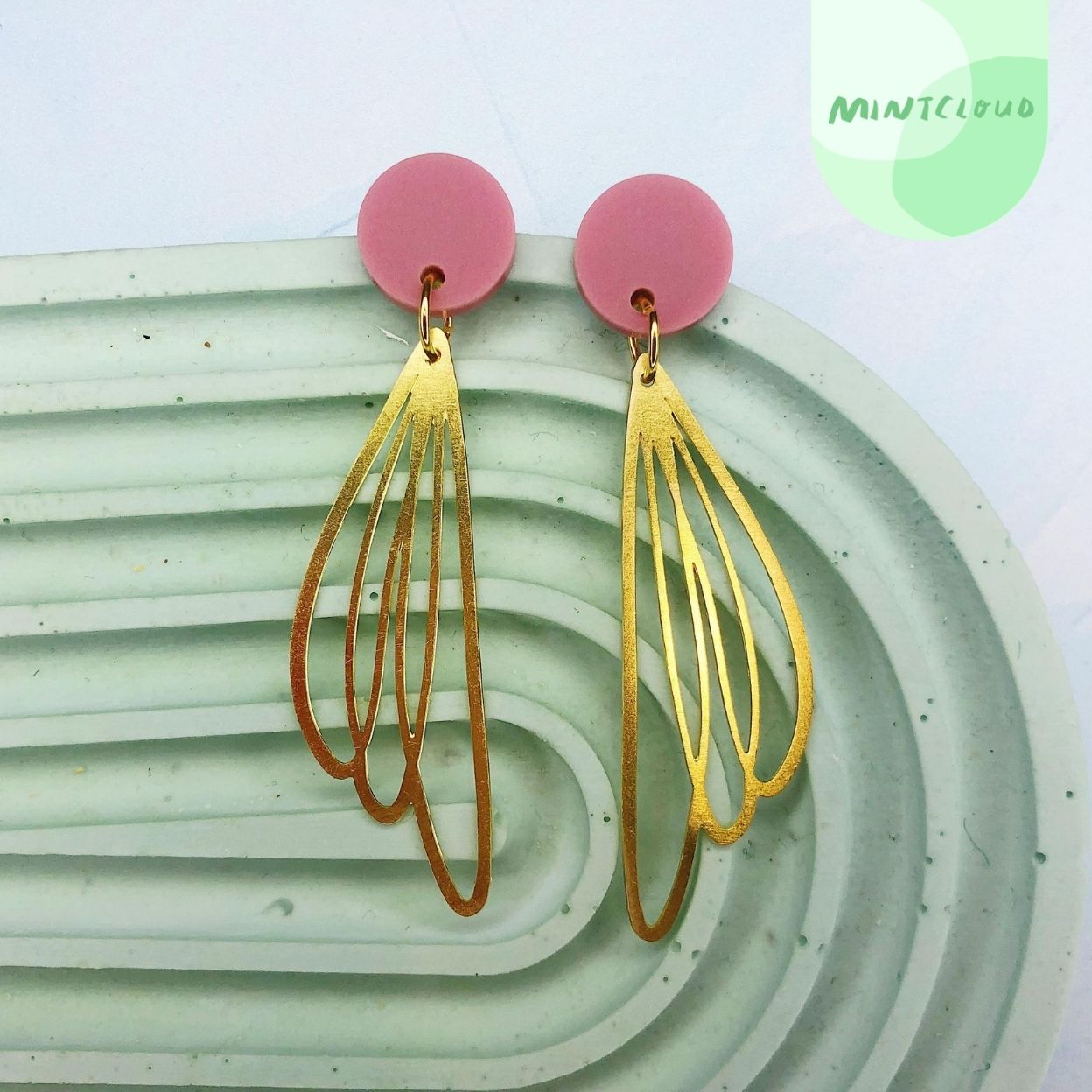 Brass Dangles - Simple Wings From Mintcloud Studio, an online jewellery store based in Adelaide South Australia
