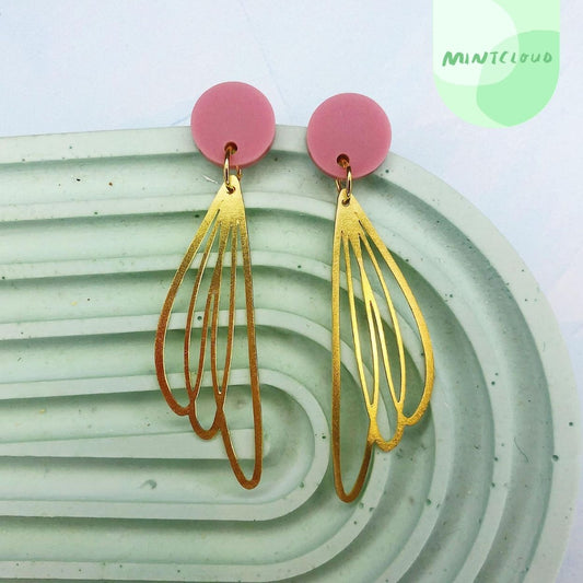 Brass Dangles - Simple Wings From Mintcloud Studio, an online jewellery store based in Adelaide South Australia