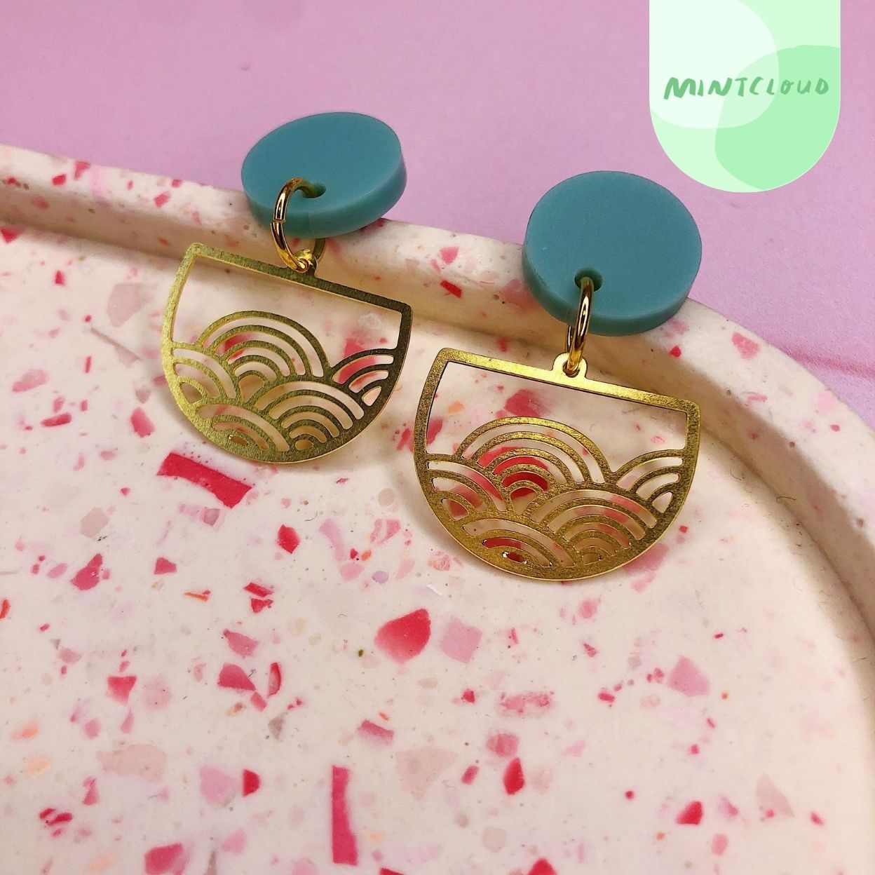 Brass Dangles - Scallop Half Circle From Mintcloud Studio, an online jewellery store based in Adelaide South Australia