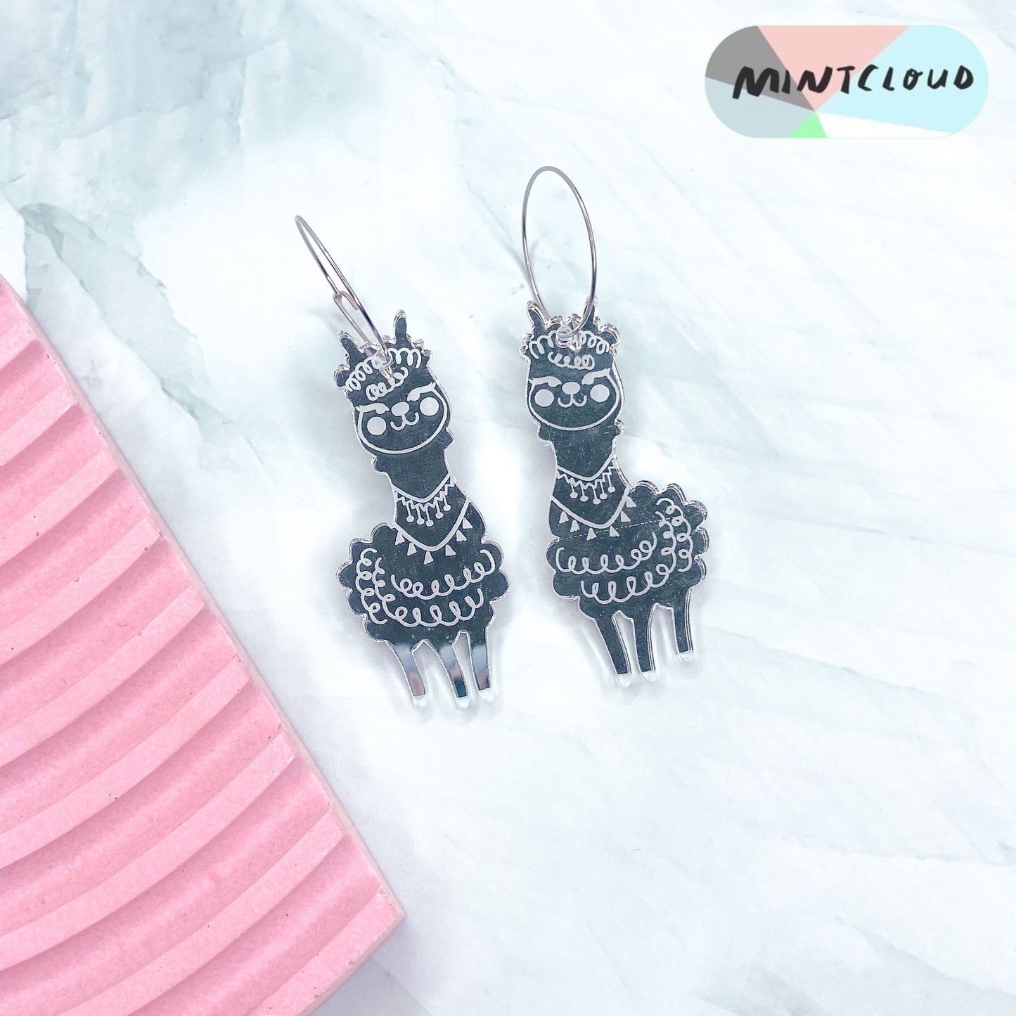 Festive Alpaca Mirror Dangles - Various Colours From Mintcloud Studio, an online jewellery store based in Adelaide South Australia