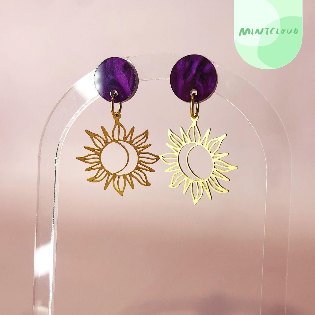 Brass Dangles - Sun Flower From Mintcloud Studio, an online jewellery store based in Adelaide South Australia