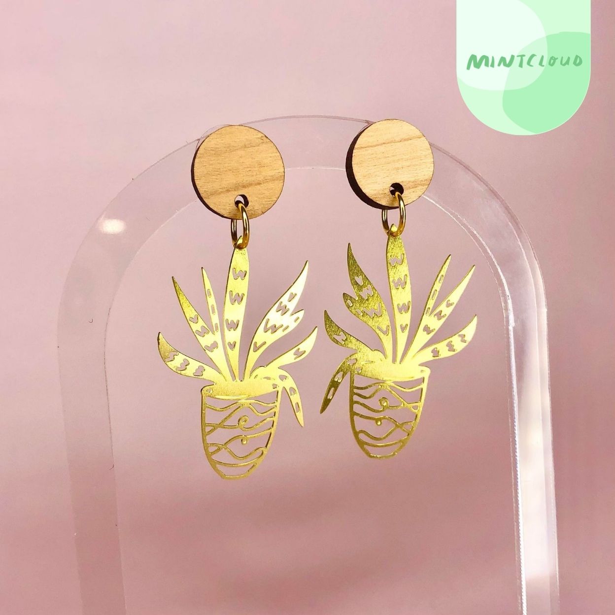 Brass Dangles - Snake Plant From Mintcloud Studio, an online jewellery store based in Adelaide South Australia