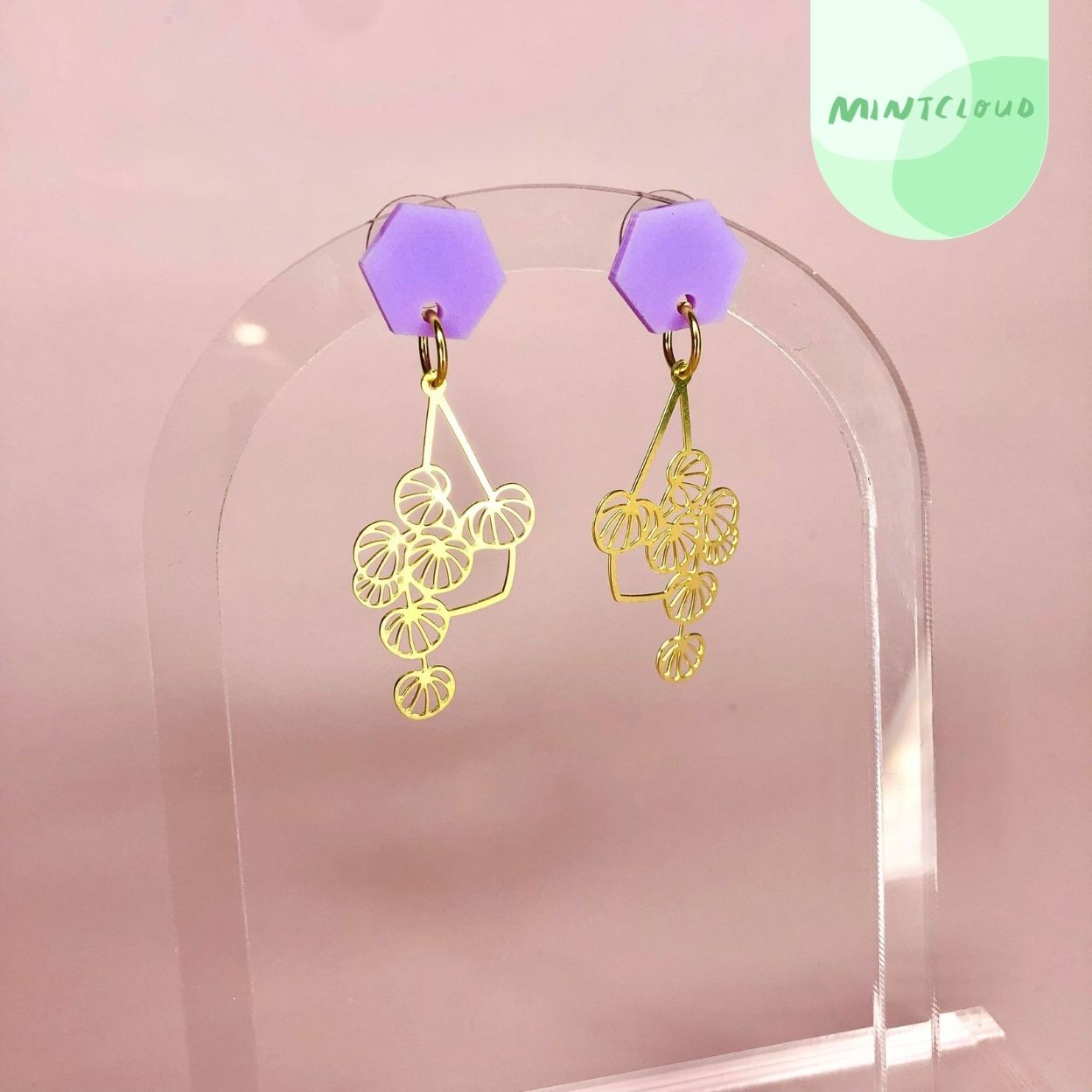 Brass Dangles - Money Plant From Mintcloud Studio, an online jewellery store based in Adelaide South Australia