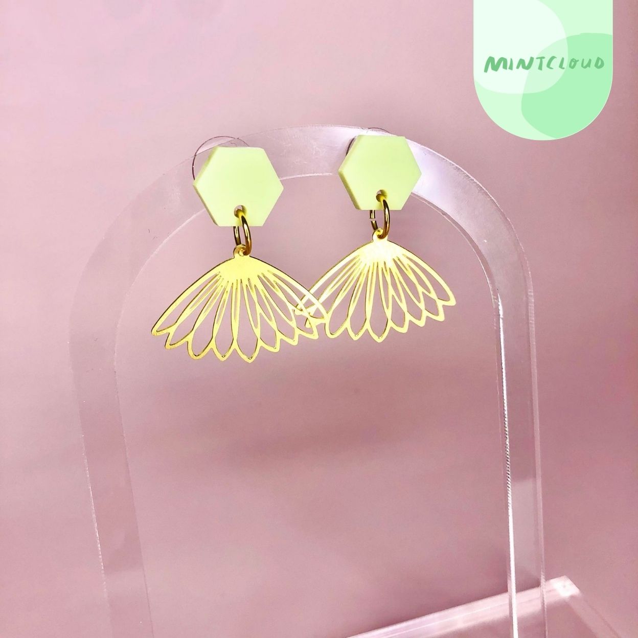 Brass Dangles - Cone Flower From Mintcloud Studio, an online jewellery store based in Adelaide South Australia