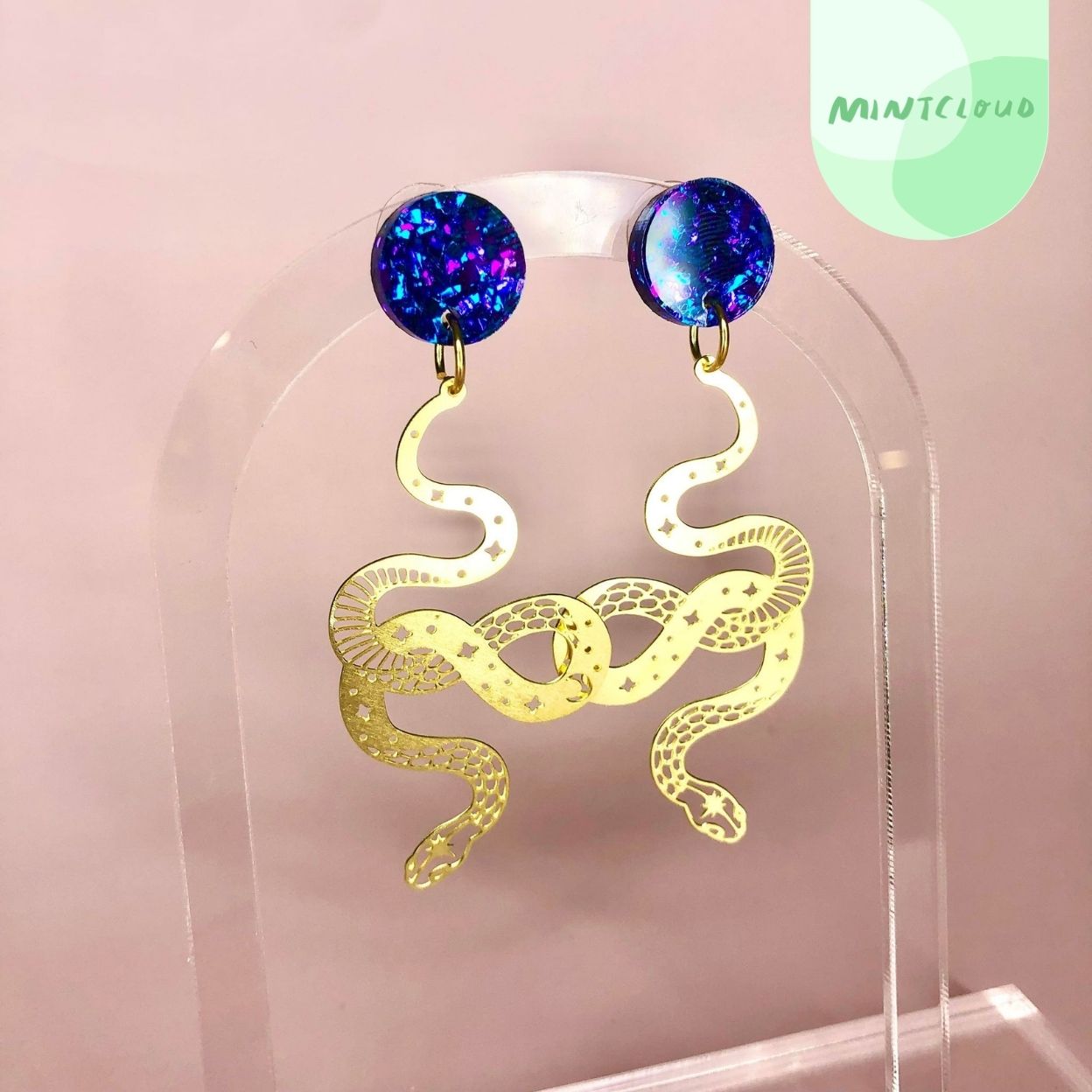 Brass Dangles - Mystic Serpent From Mintcloud Studio, an online jewellery store based in Adelaide South Australia