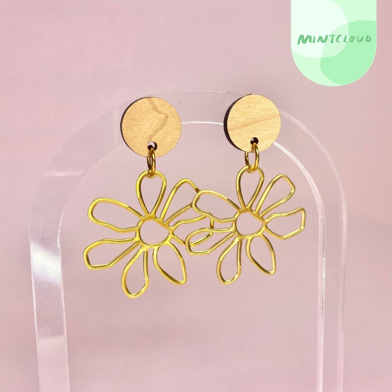 Brass Dangles - Daisy From Mintcloud Studio, an online jewellery store based in Adelaide South Australia