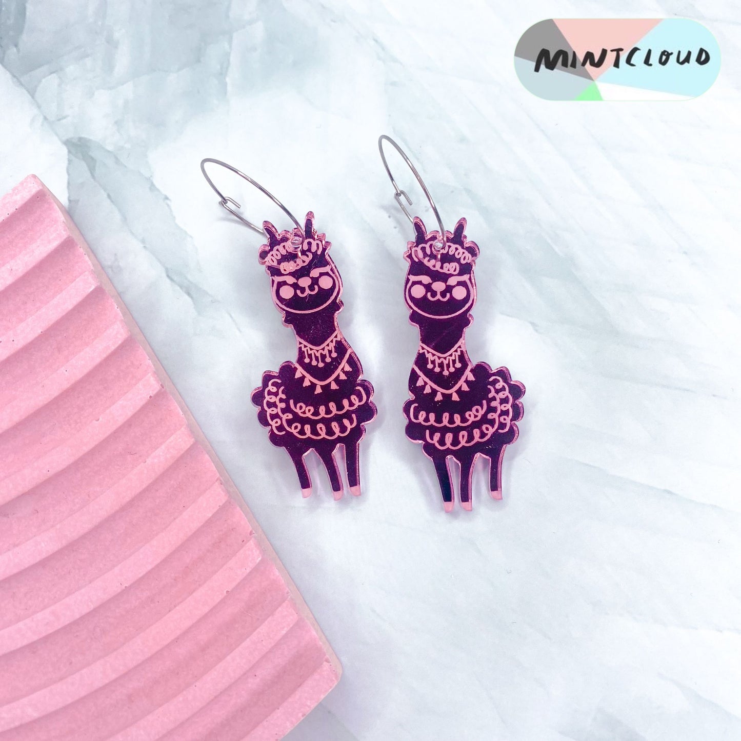 Festive Alpaca Mirror Dangles - Various Colours From Mintcloud Studio, an online jewellery store based in Adelaide South Australia