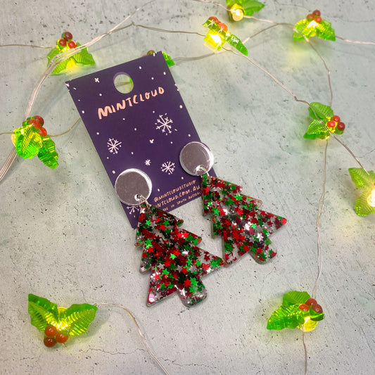 Christmas Earrings - Confetti Tree