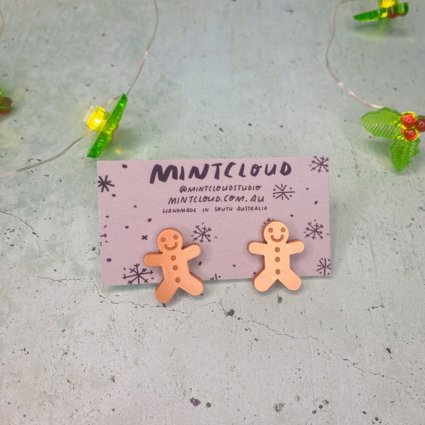 Christmas Stud Earrings - Gingerbread People Various Colours