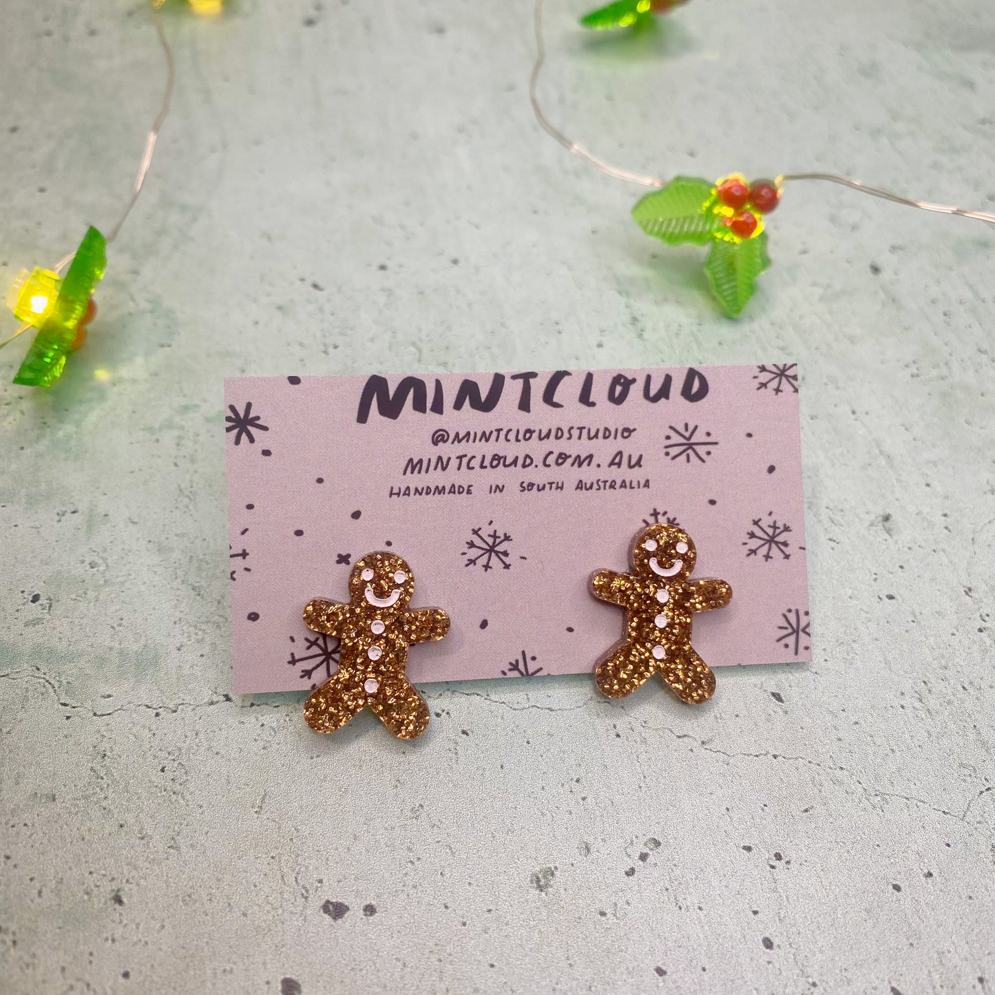 Christmas Stud Earrings - Gingerbread People Various Colours