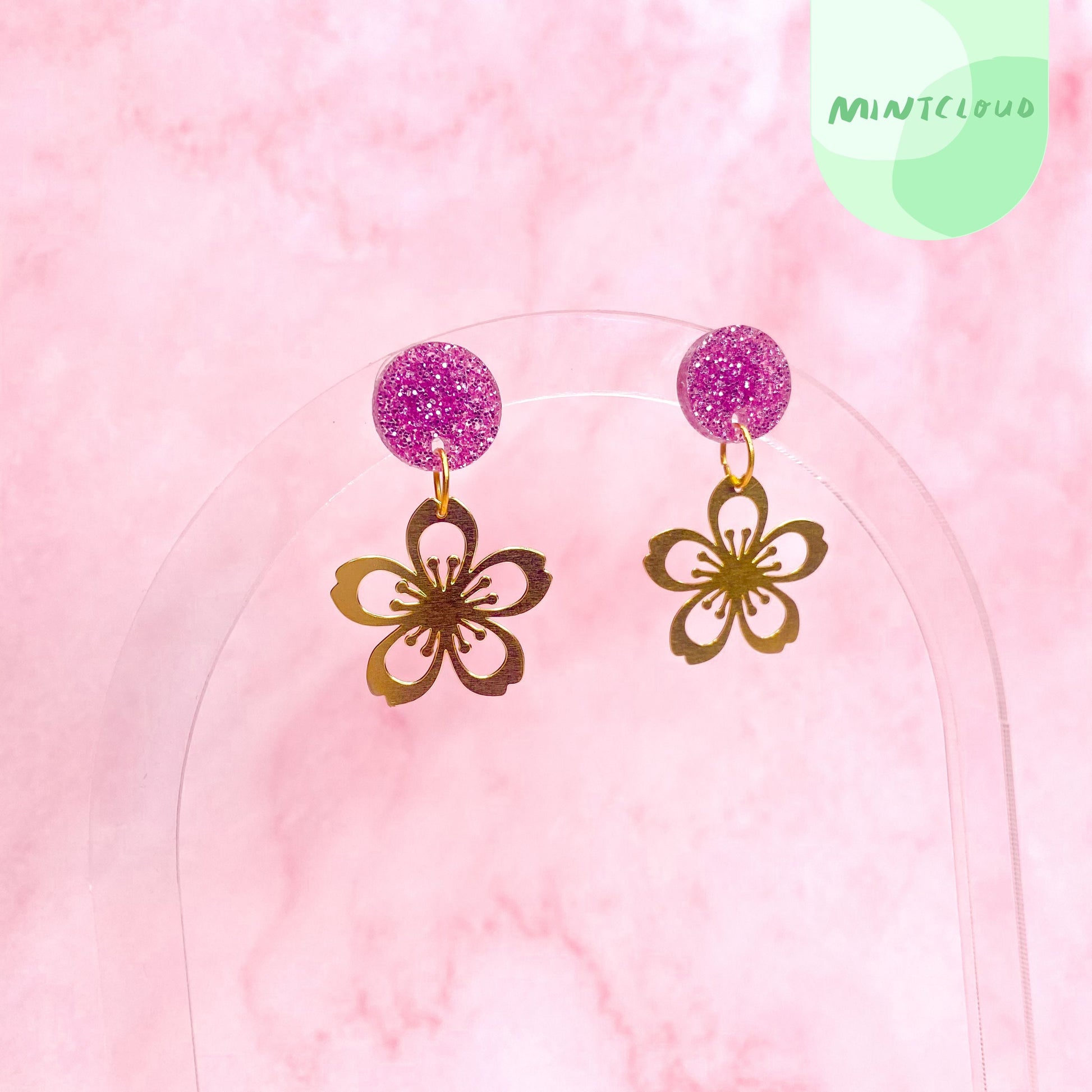 Brass Dangles - Cherry BlossomFrom Mintcloud Studio, an online jewellery store based in Adelaide South Australia